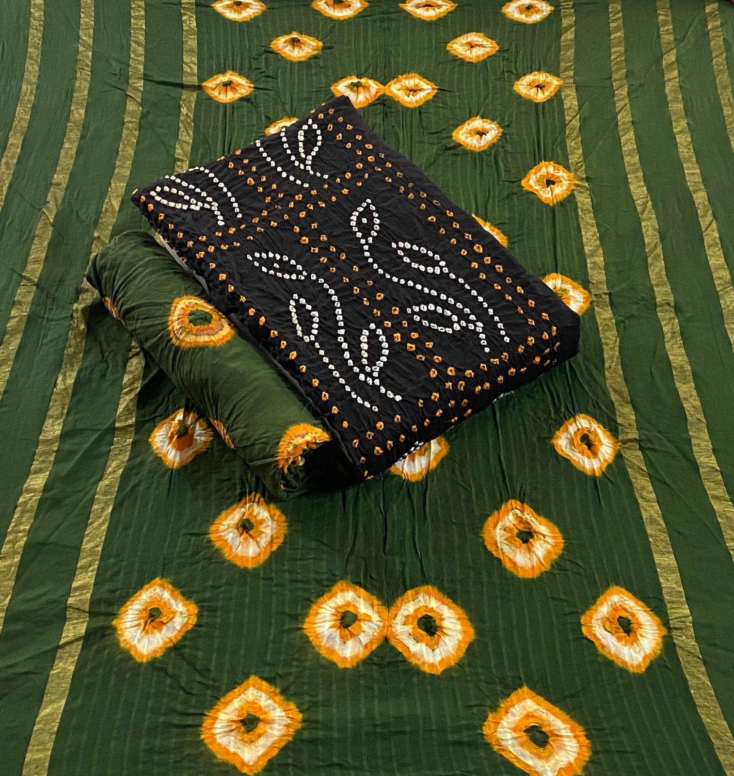 Buy ADHIN Women's Kutchi Bandhani Dress Materials for Women Cotton Bandhej  Salwar Sute | Perot Green | BDM1234 at Amazon.in
