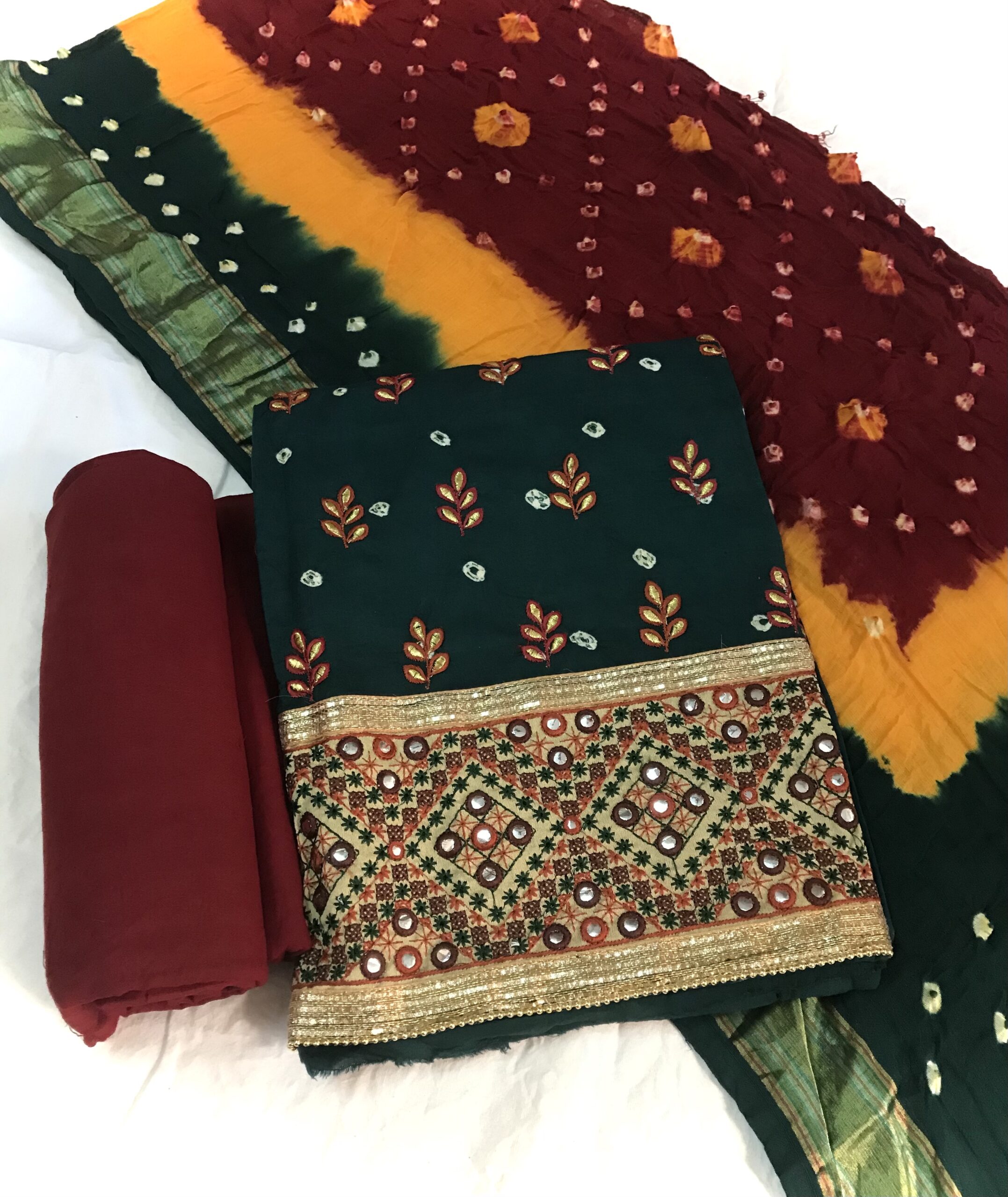 Cotton satin fabric tiny bandhani bandhej Dress Material +… | Flickr